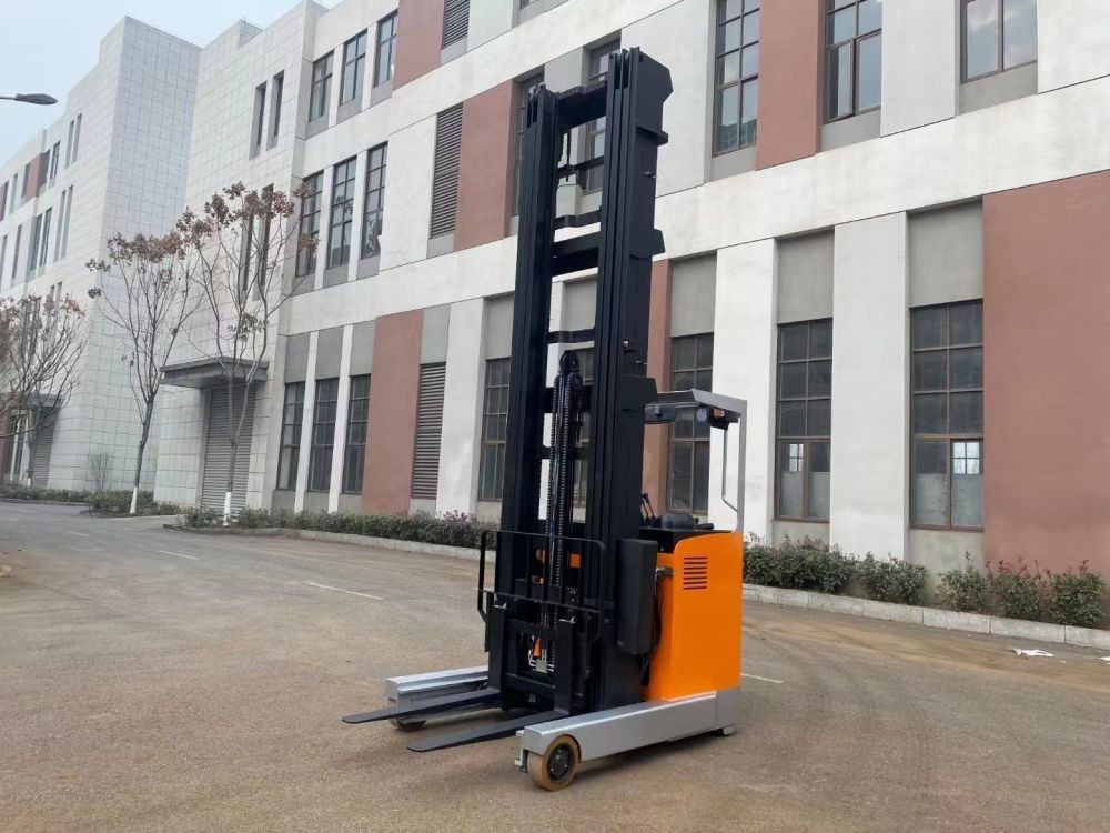 12000 Meter Electric  Reach Forklift Truck Heavy Duty Electric Pallet Stacker 1000 Kg